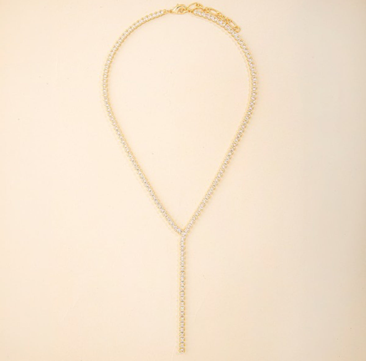 Square CZ Tennis Y Necklace