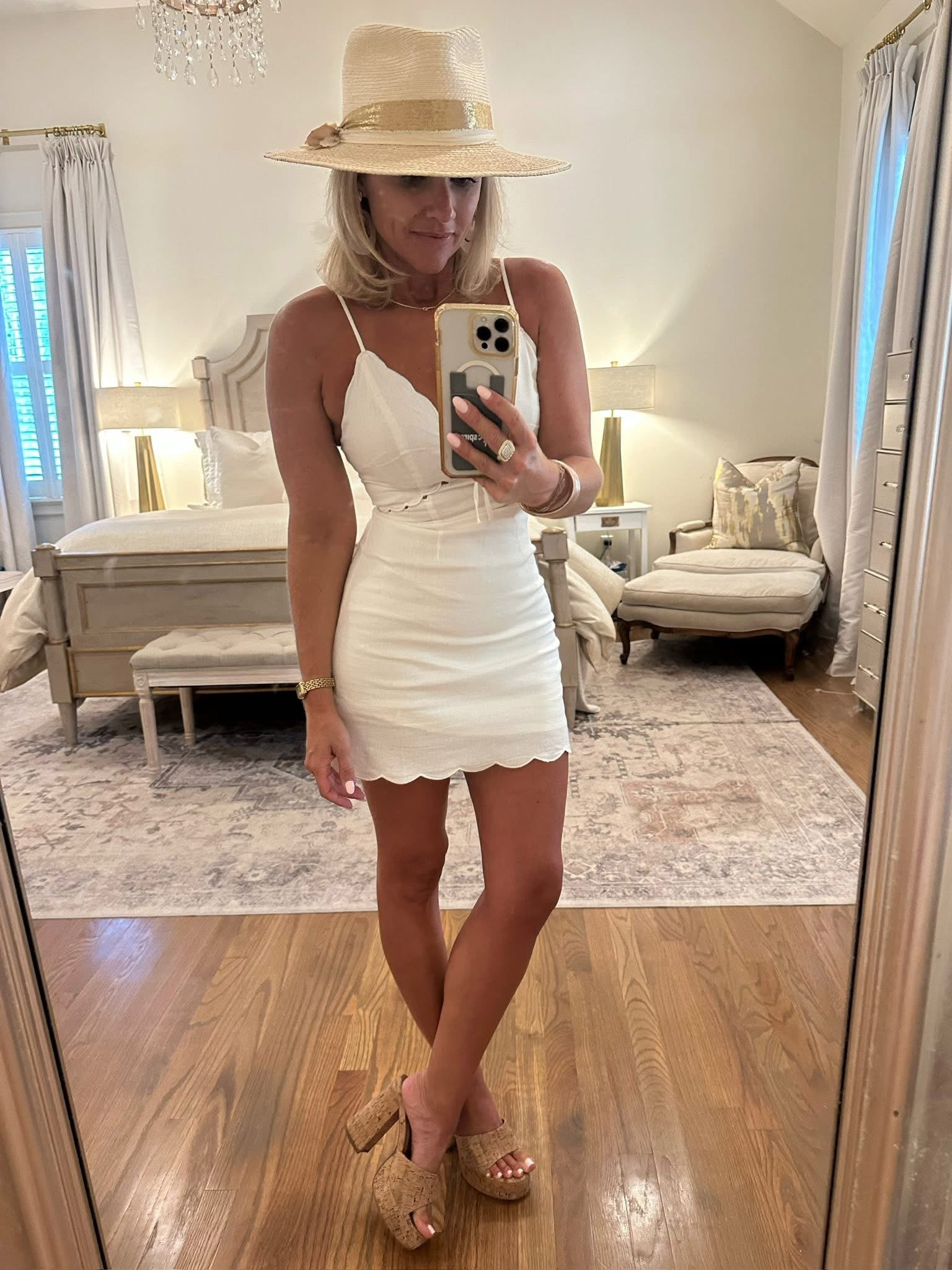 White Scallop Dress