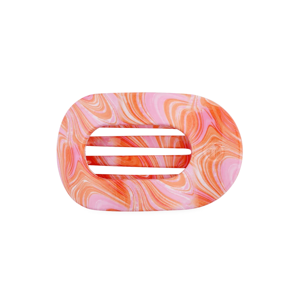 Teleties ROUND pink/orange tie dyed Clip