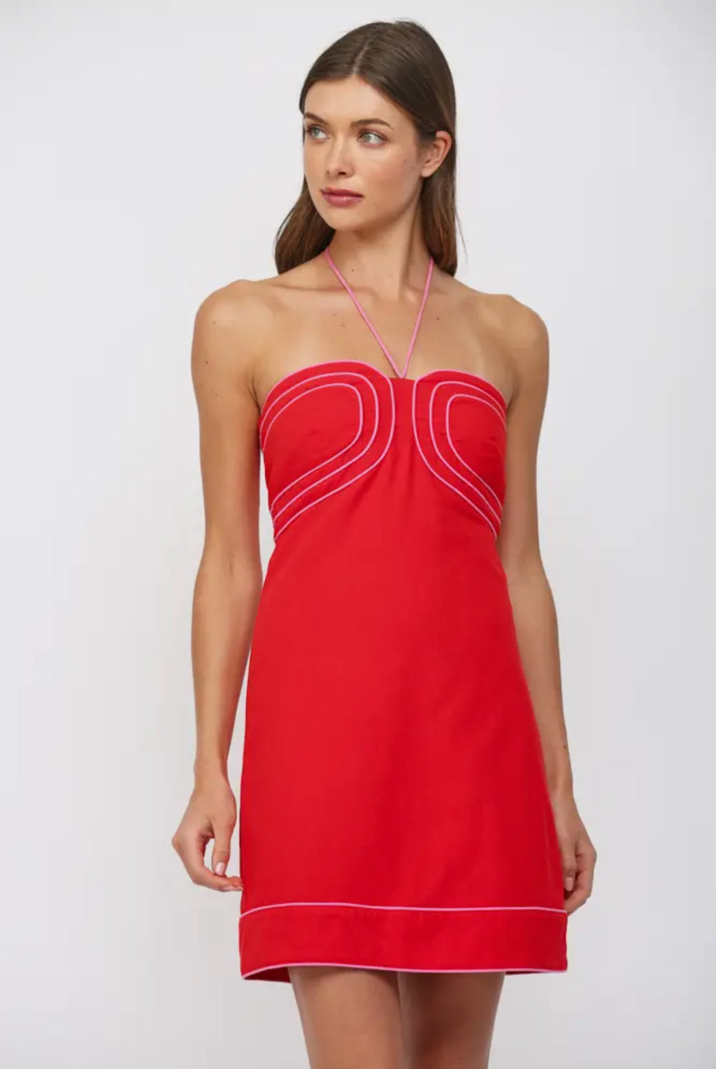 Red/Pink Scallop Halter Dress