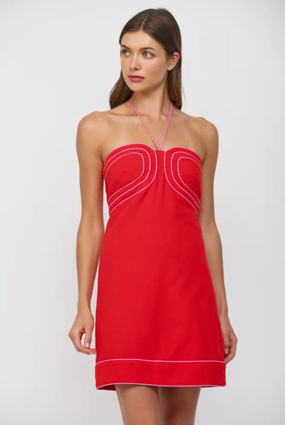 Red/Pink Scallop Halter Dress