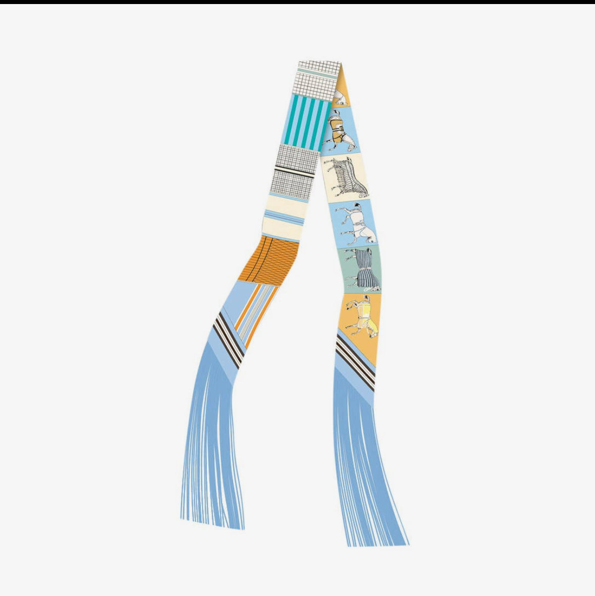 Light Blue Frilly Scarf with Fringe