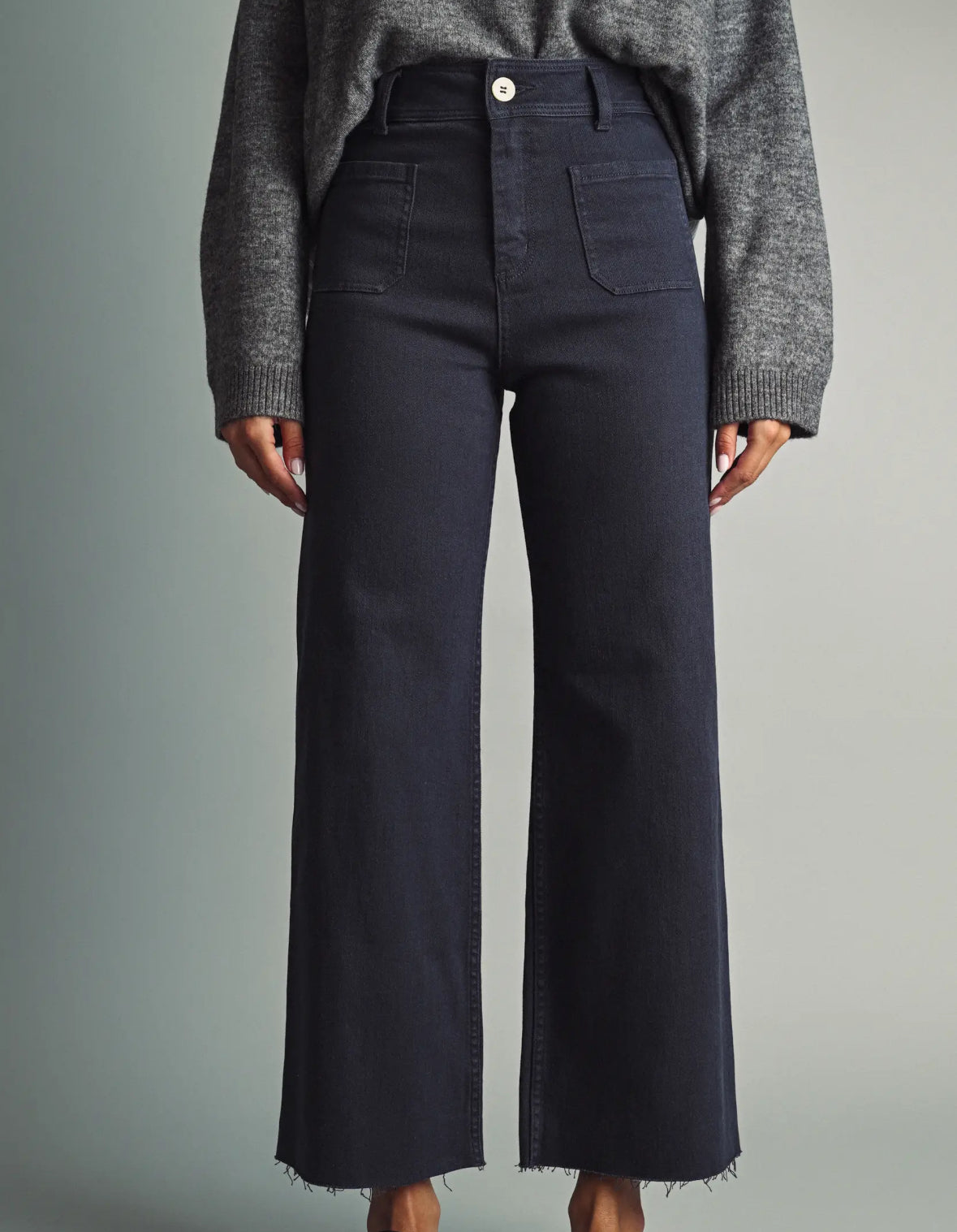 Navy Faded Pants with Jean Material