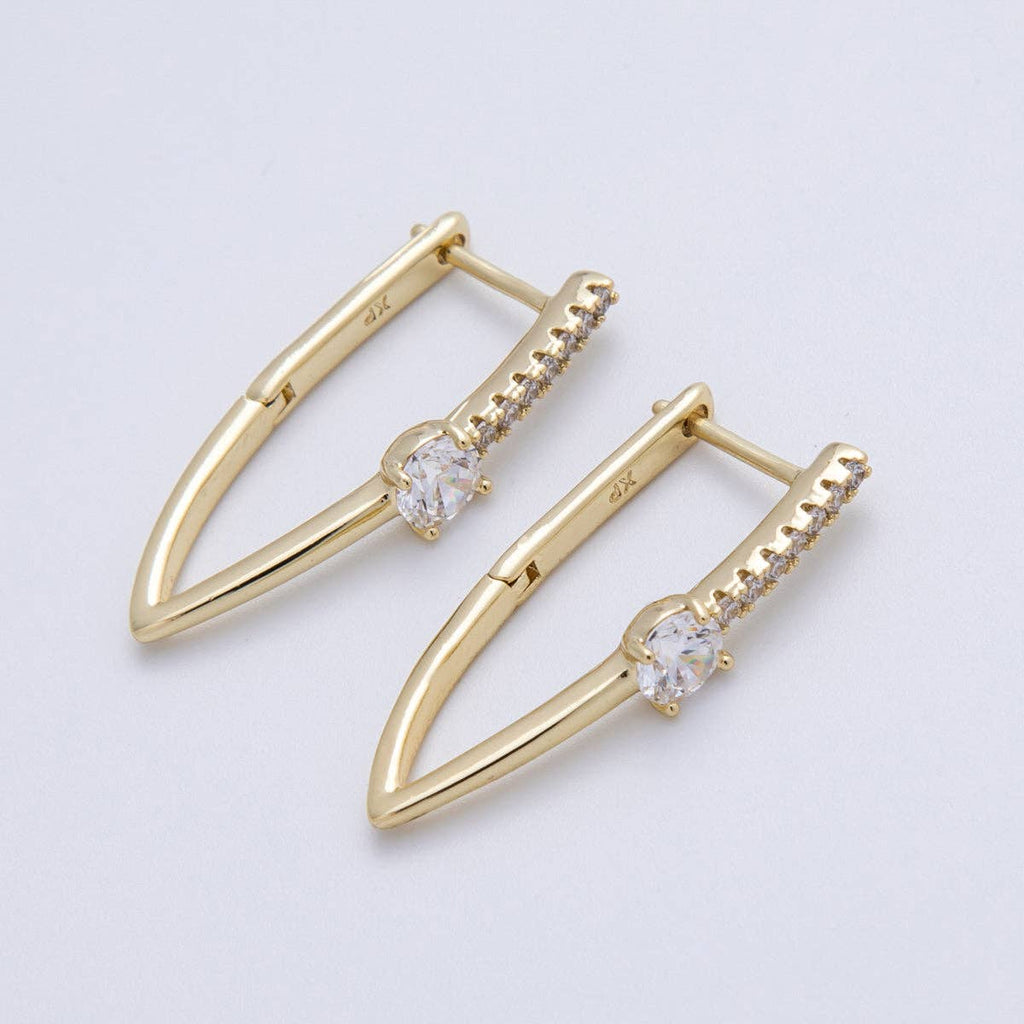 Diamond Bar Hoop Earrings
