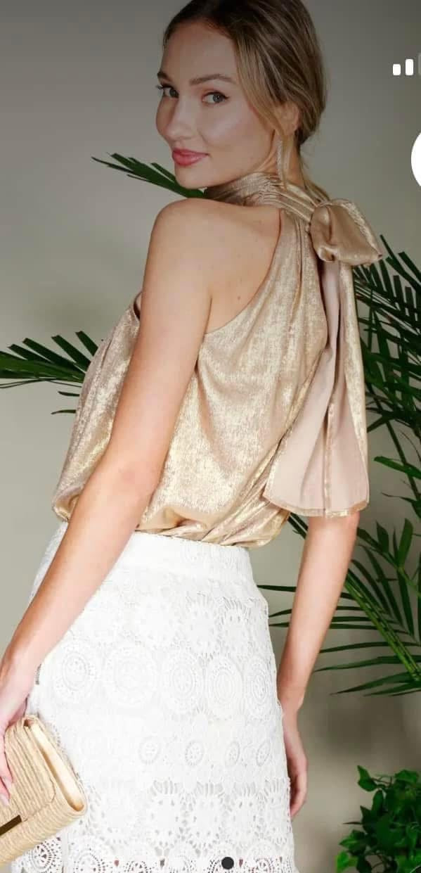 Gold high neck top
