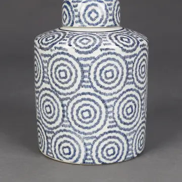Blue & White Cylindrical Ginger Jar