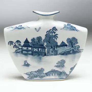 Narrow Shaped Blue Willow Vase
