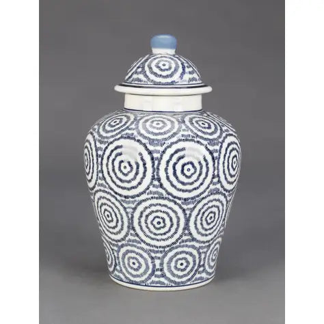 Blue & White Circle Ginger Jar with lid