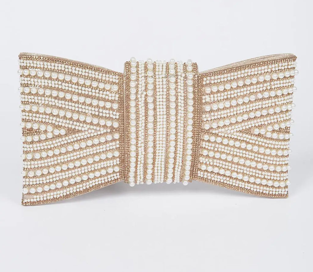 Pearl and Gold Bow Clutch