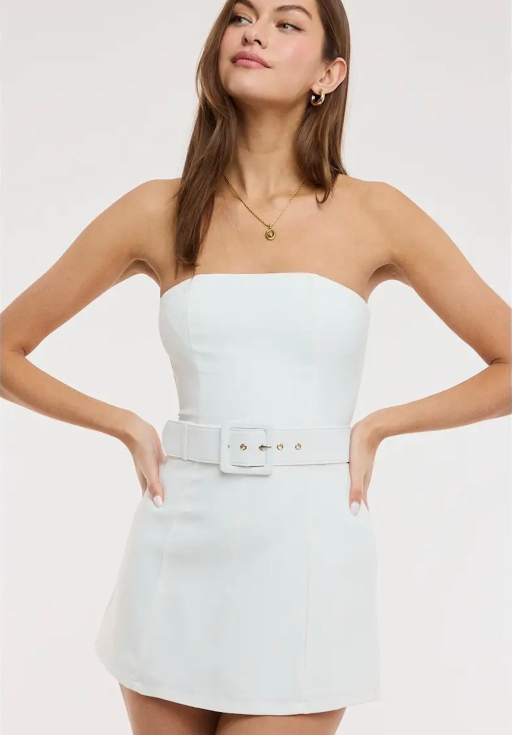 White belted dress