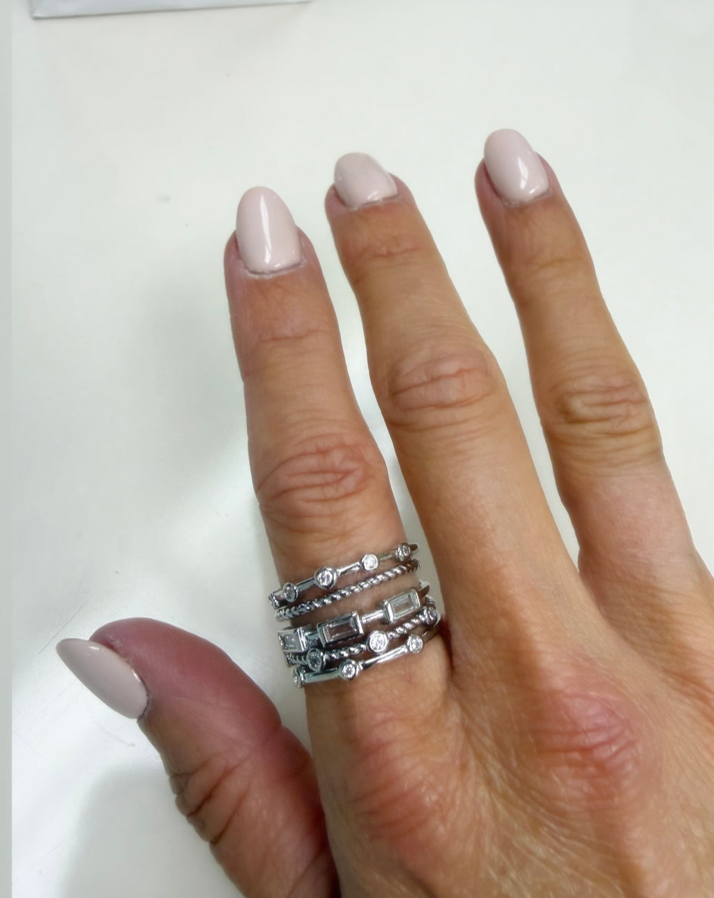 White gold diamond stack