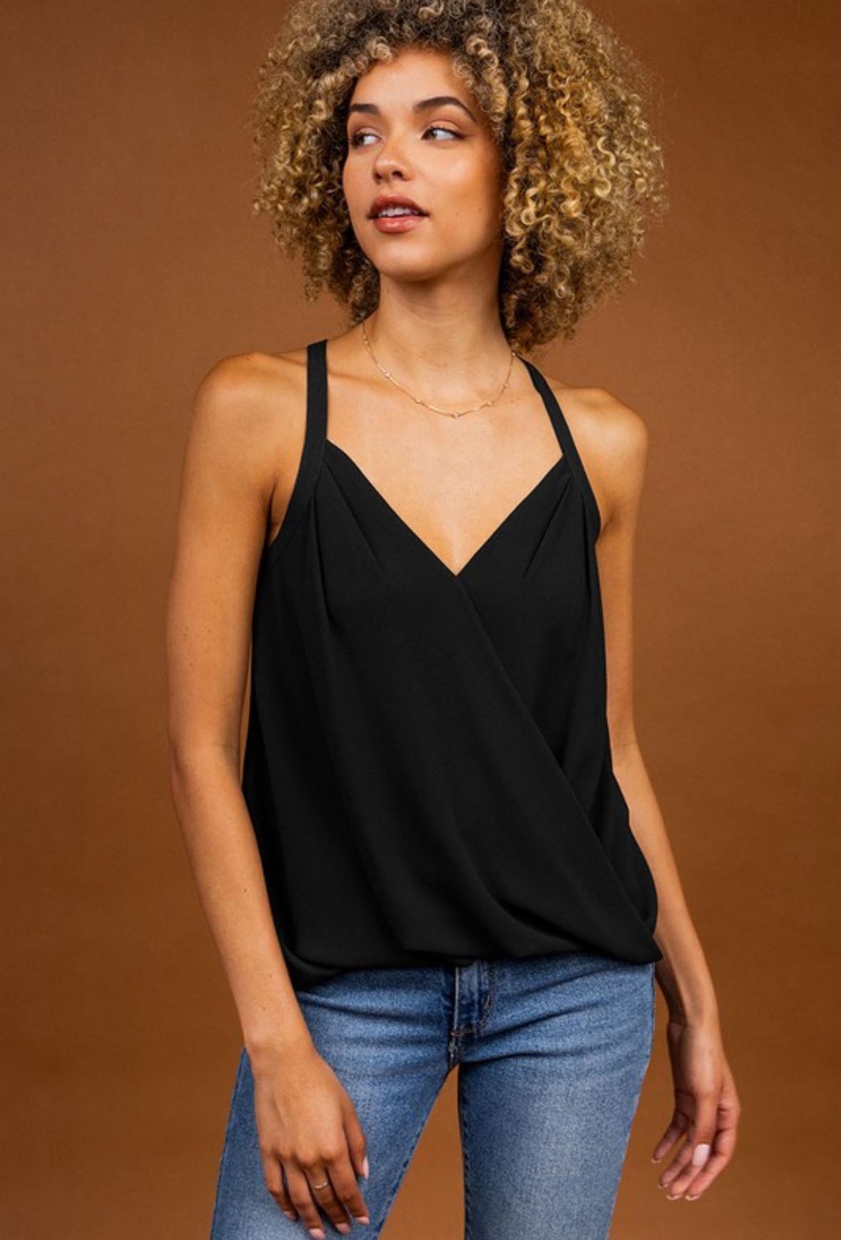 Black Naked Zebra Drape Tank