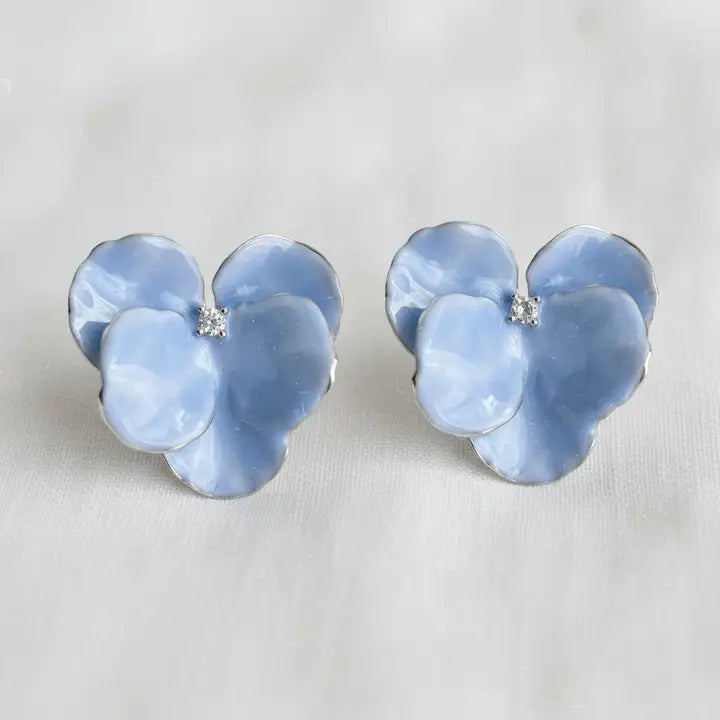 Blue Floral Stud Earrings