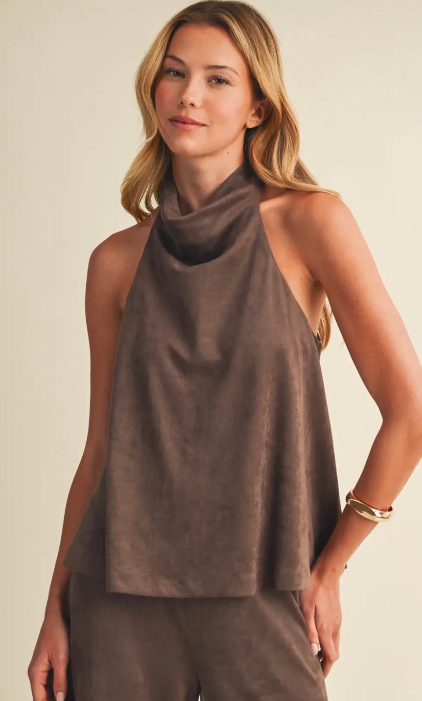 Brown Cowl Neck Top