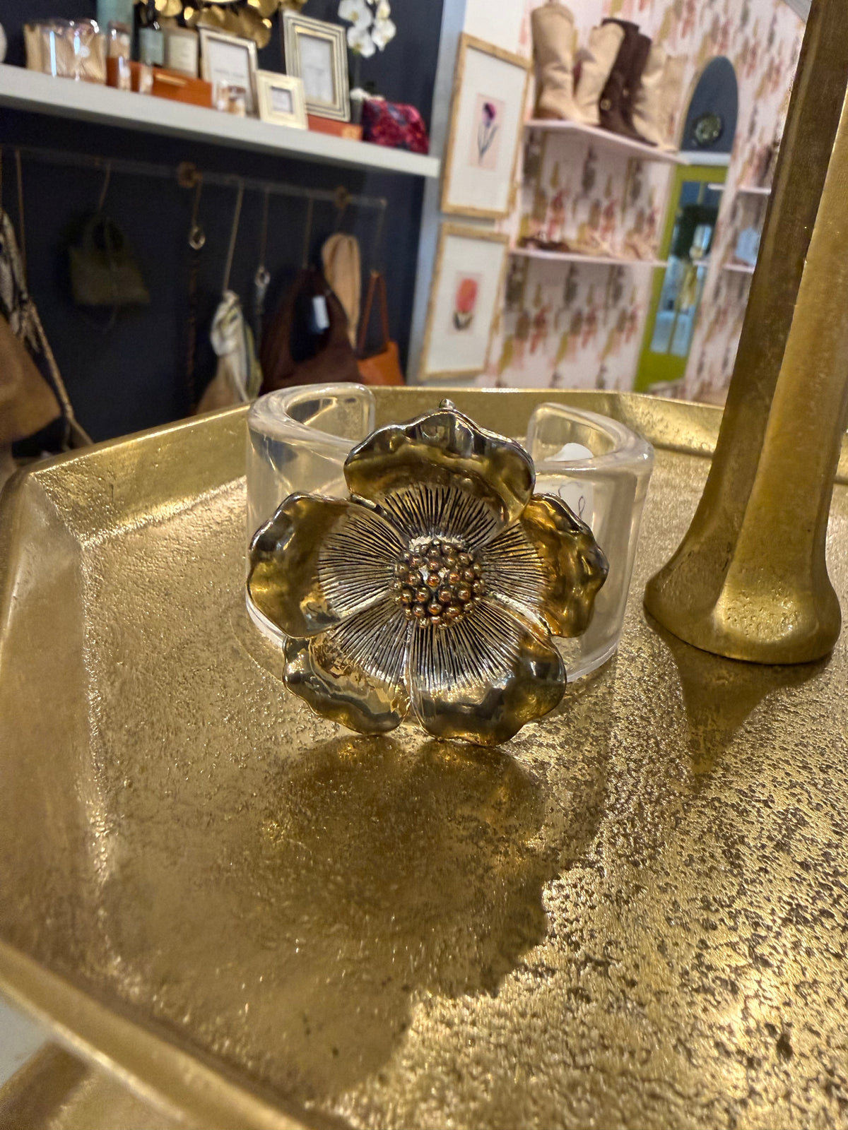 Antique Gold Flower Cuff