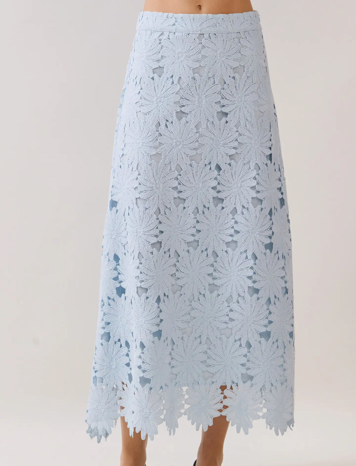 Powder Blue Floral Maxi Skirt