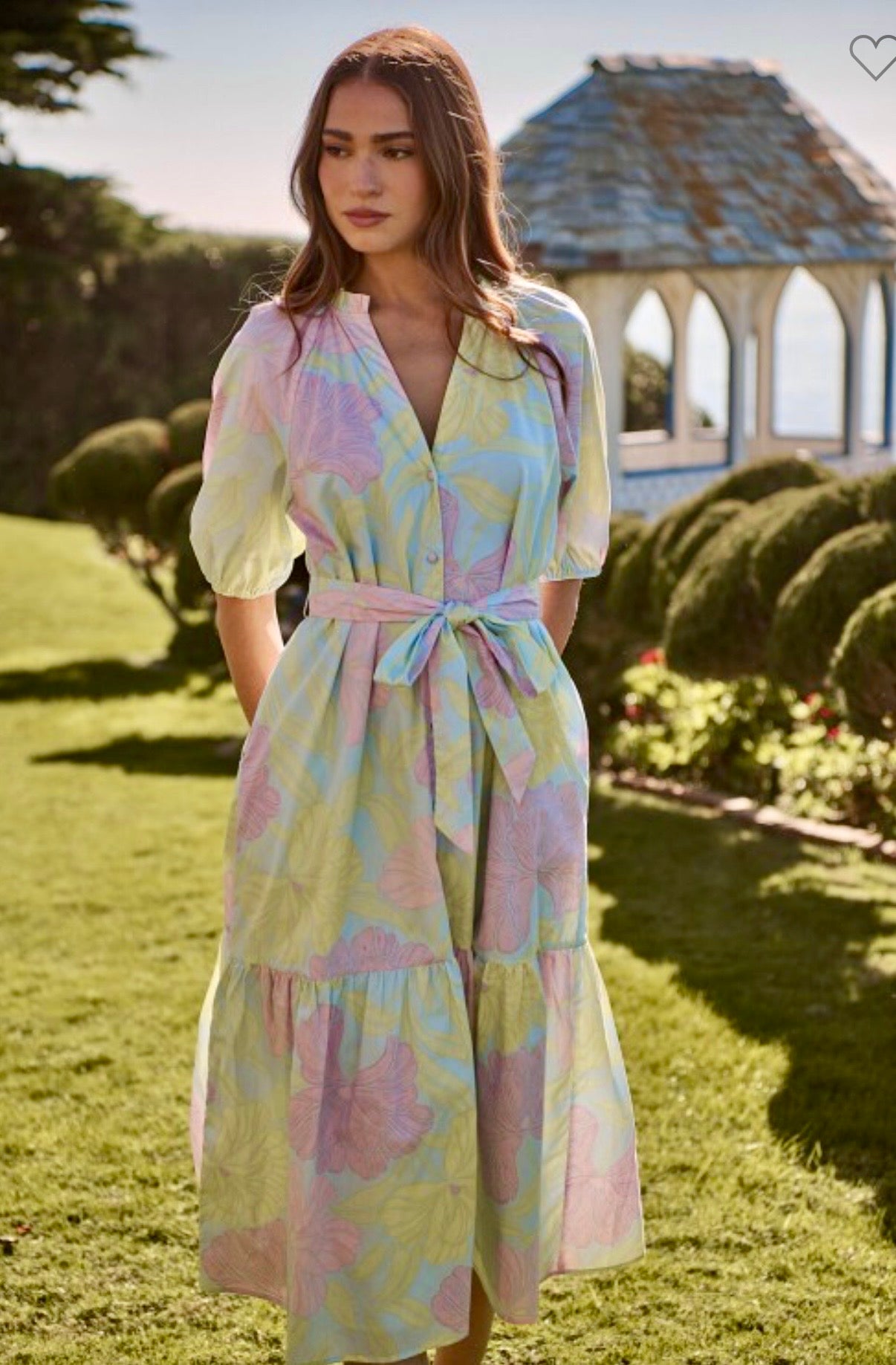 Pastel floral midi dress