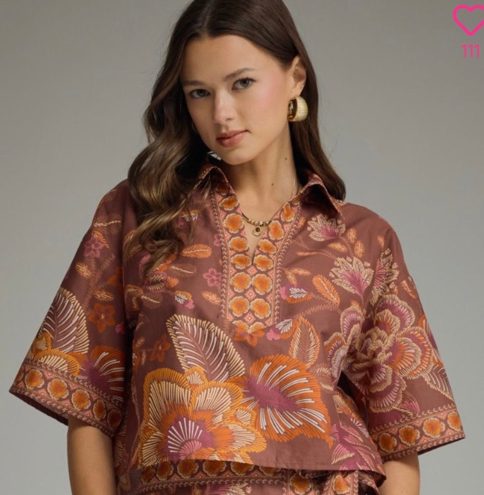 Terra Cotta Print Blouse