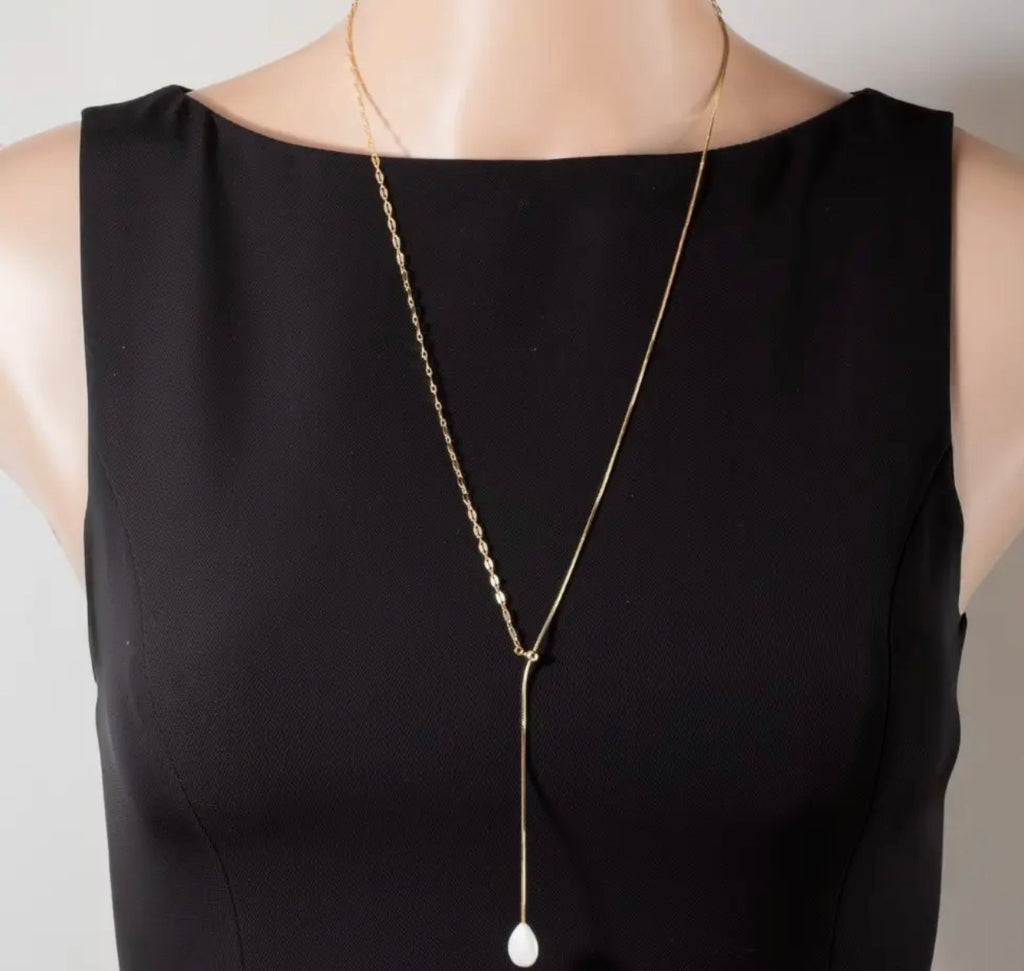 Pearl lariat drop necklace