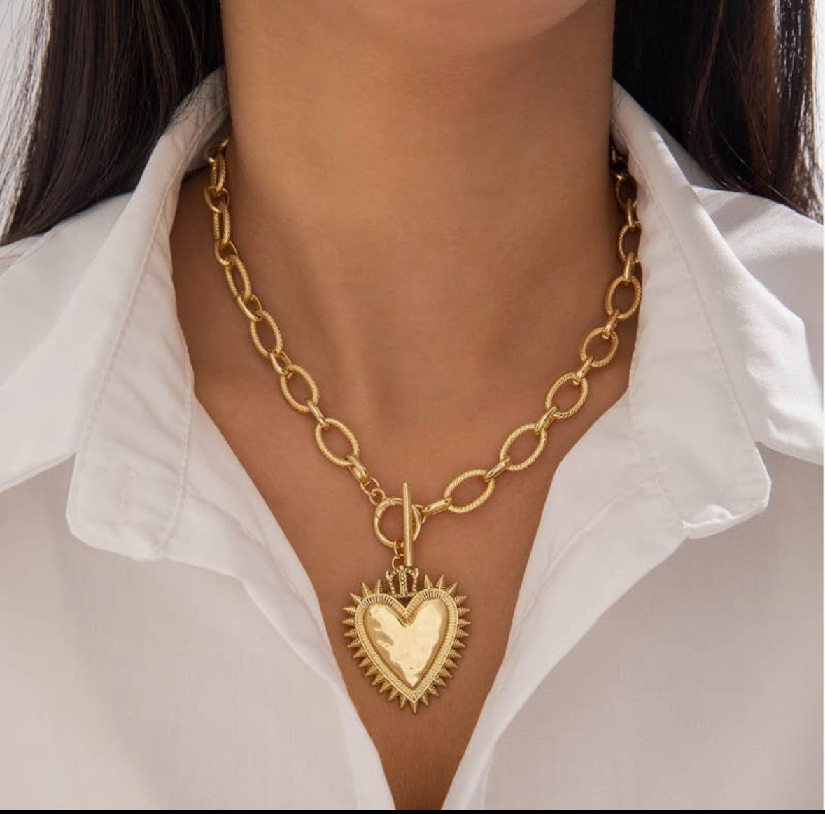 Spiked Heart Chain Necklace