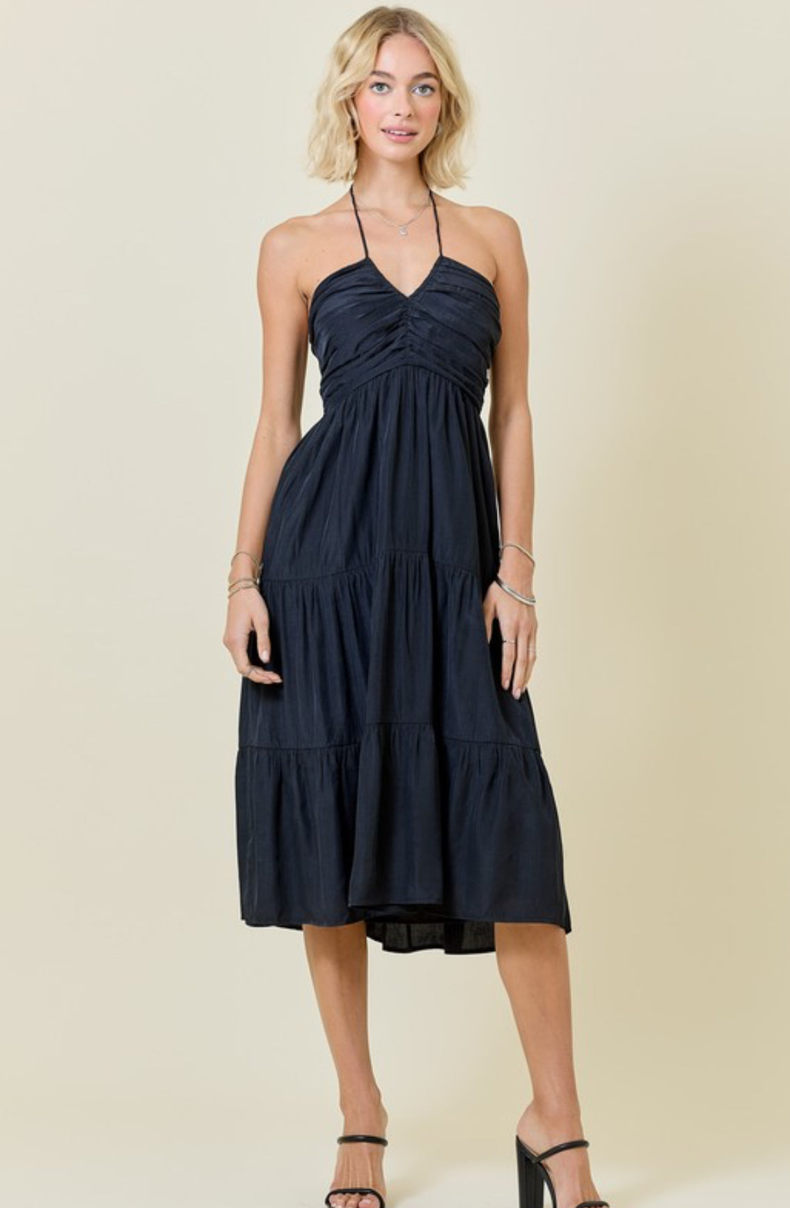 Black Halter Midi Dress