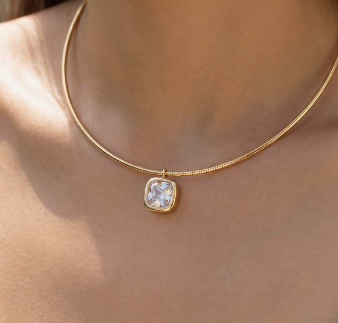 Gold Chain with CZ Sqaure Diamond