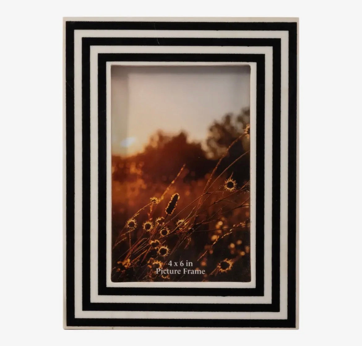 Black and white stripe resin frame