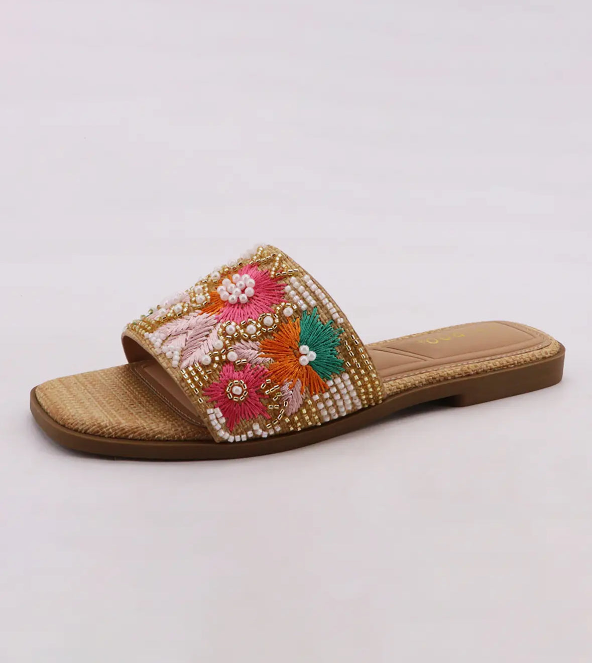 Colorful Floral Beaded Flats