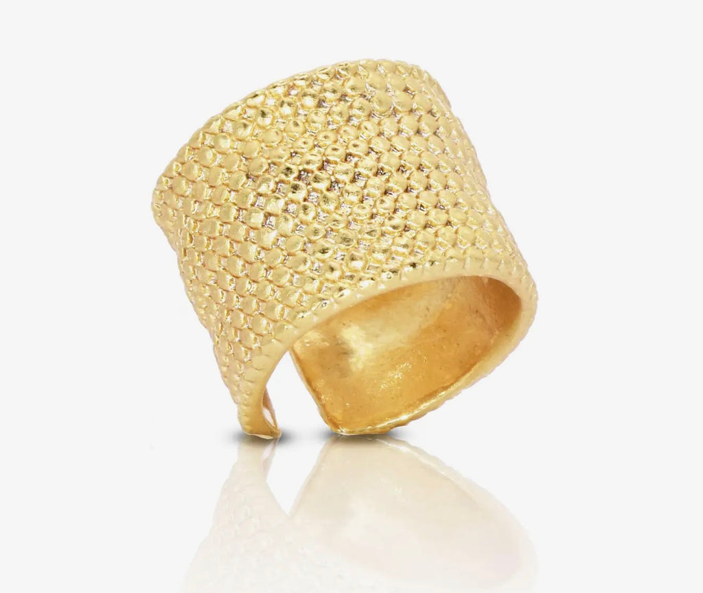 Gold matte brush ring