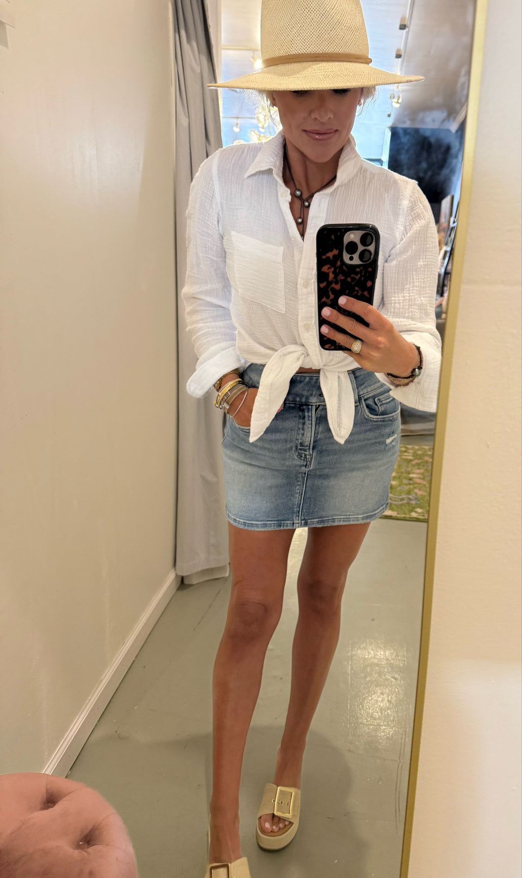 Mid Rise Denim skirt