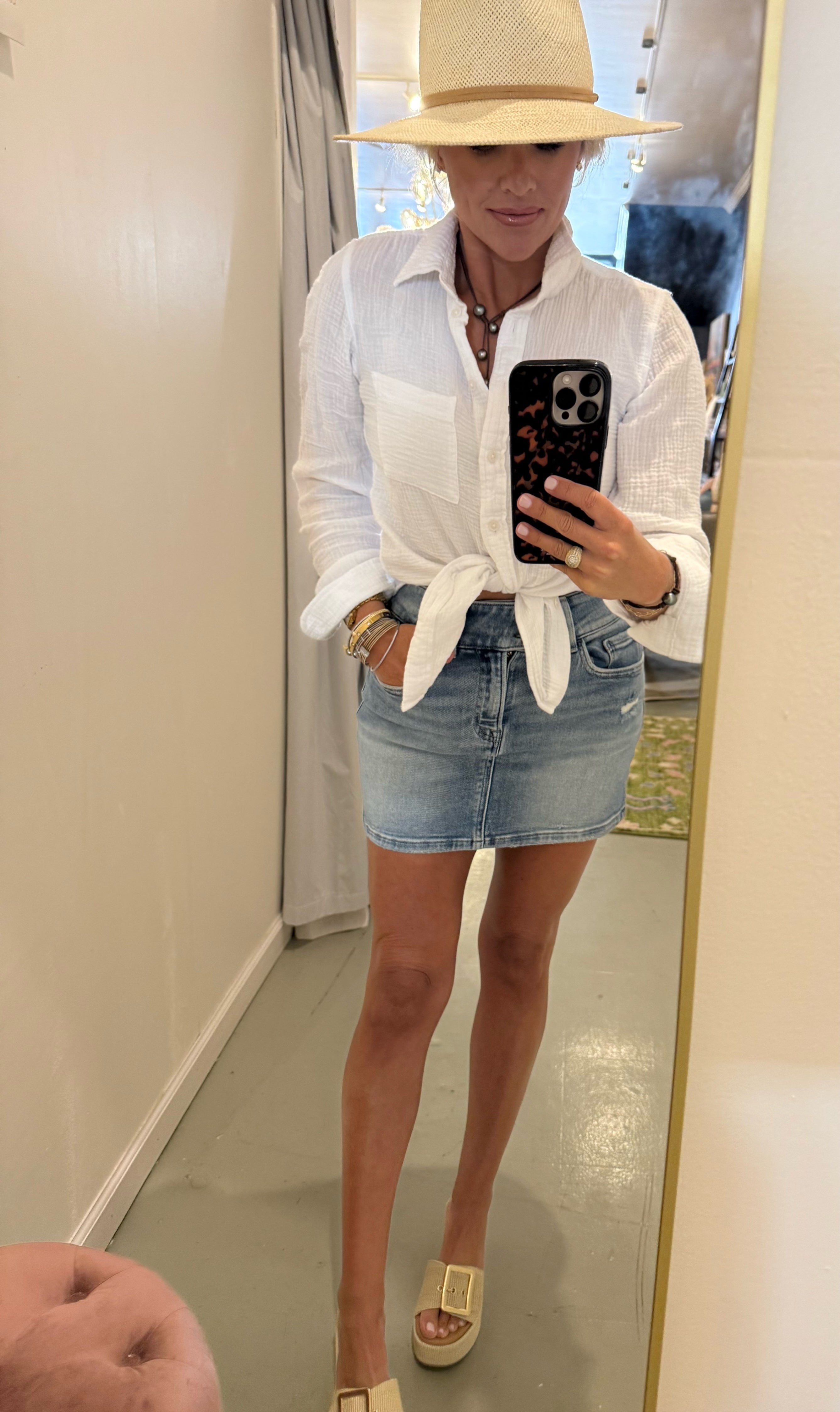 Mid Rise Denim skirt
