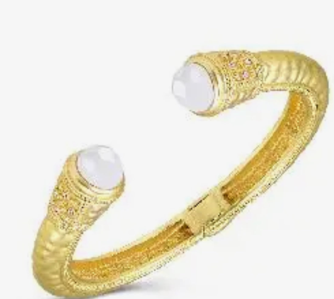 Gold Hinge Bracelet with Clear Stone