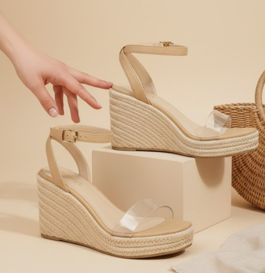 Clear Strap Espadrille Wedge