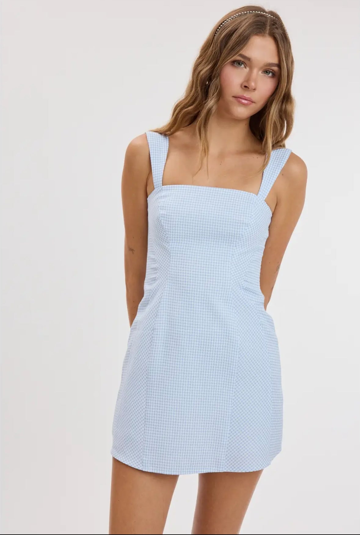 Blue Gingham Checker Dress