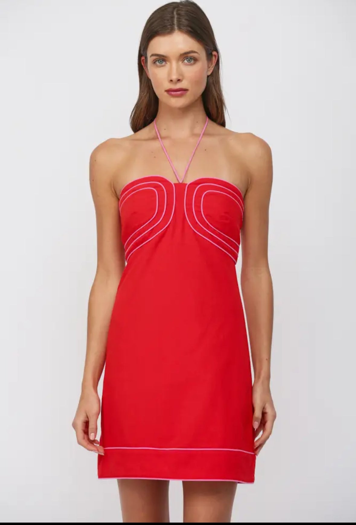 Red/Pink Scallop Halter Dress