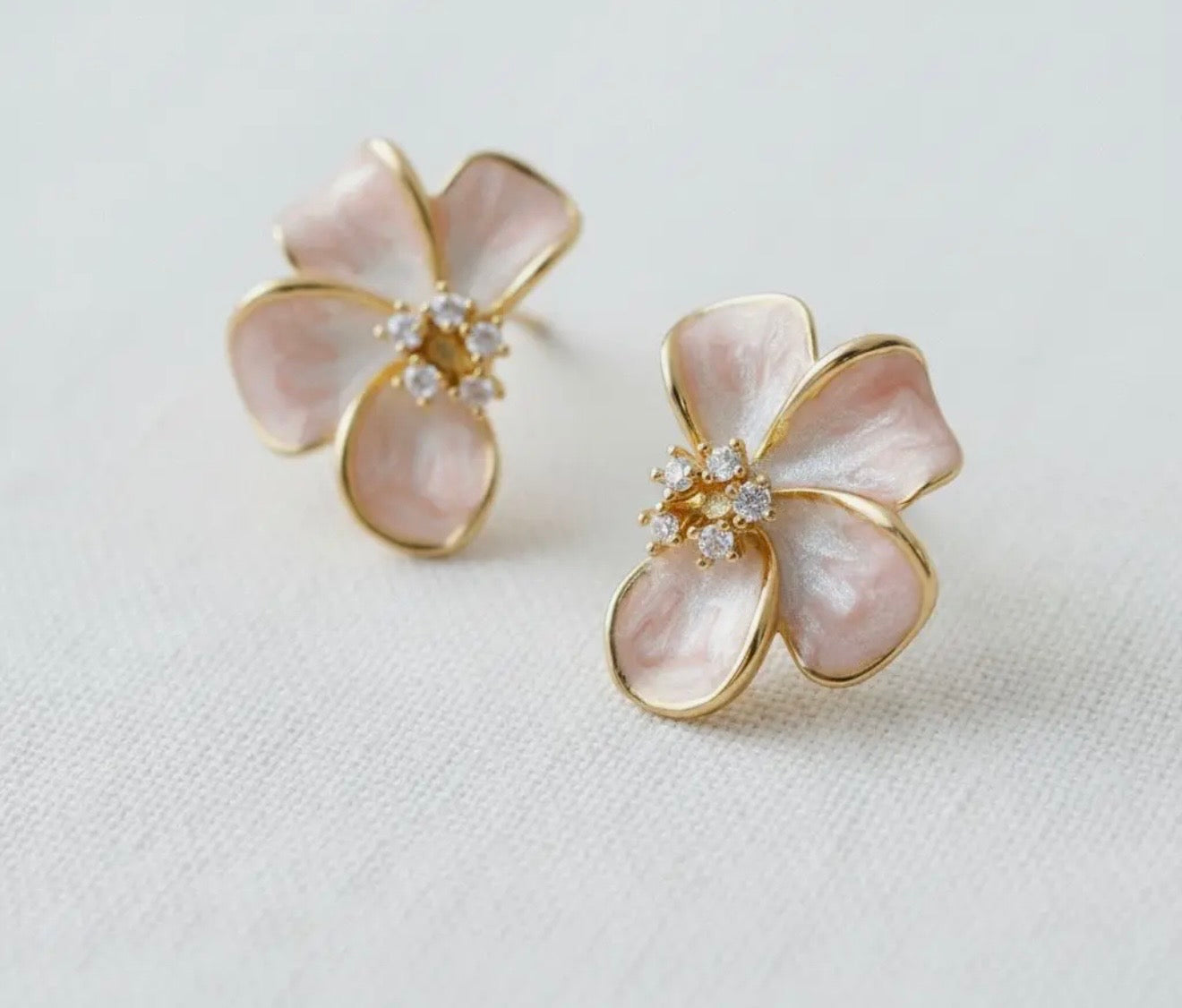 Baby pink floral studs