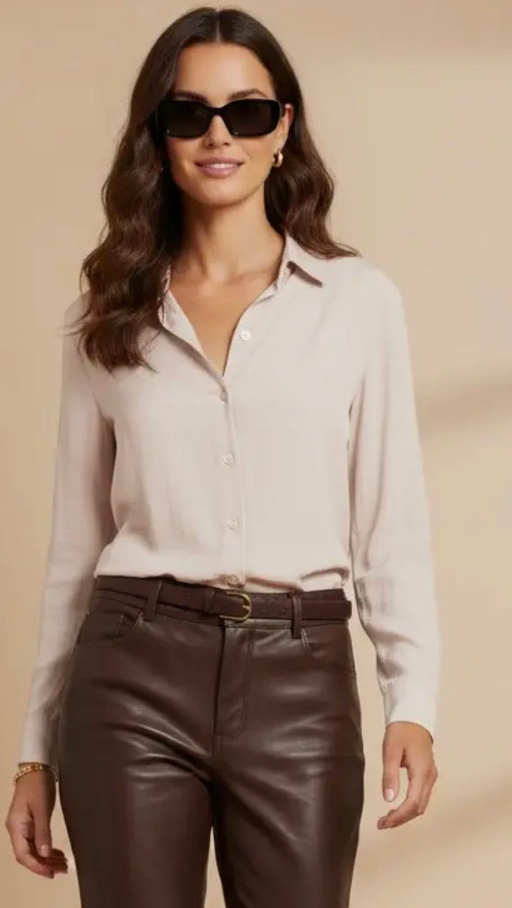 Beige button up blouse