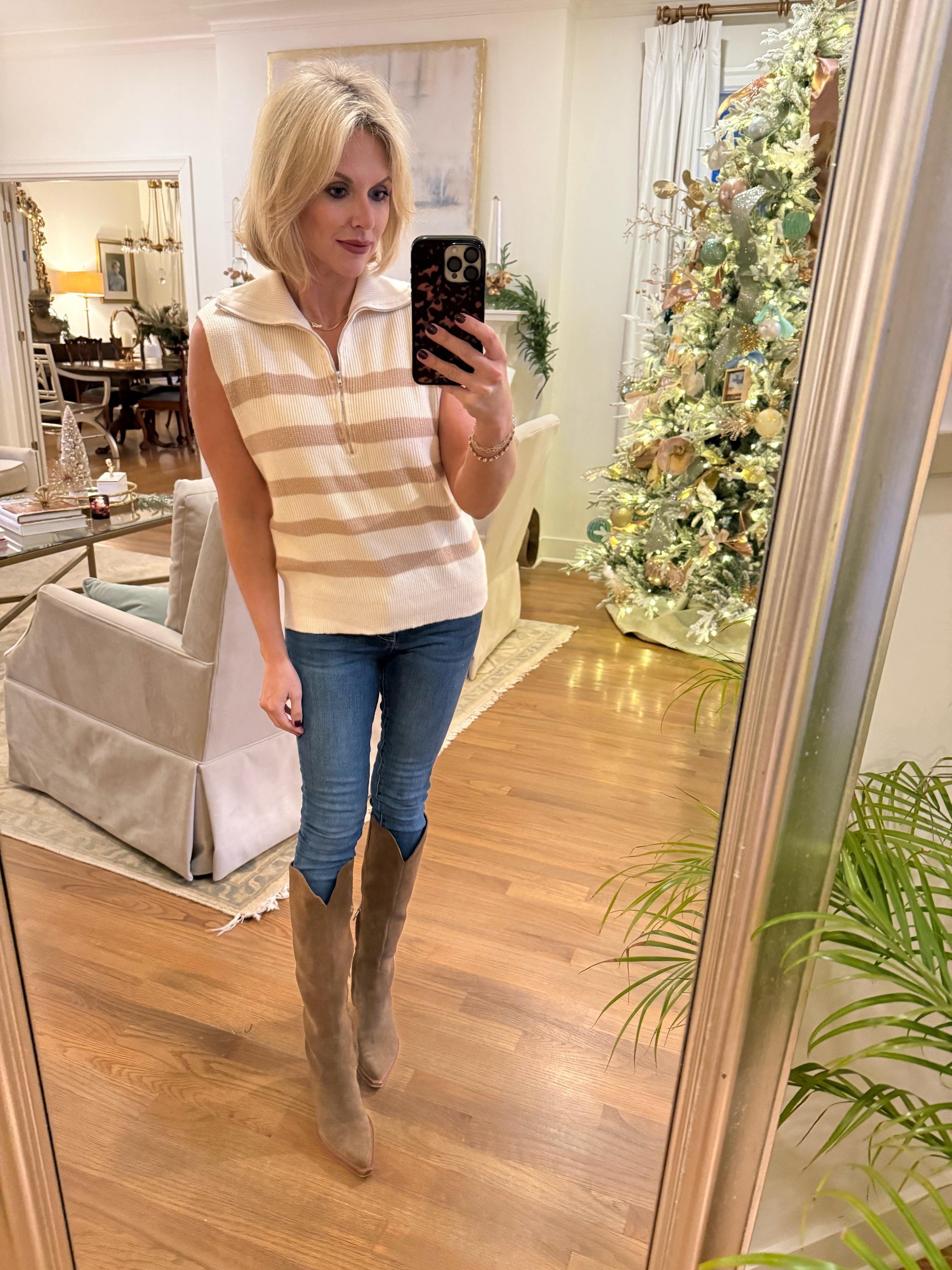 Cream and tan sweater