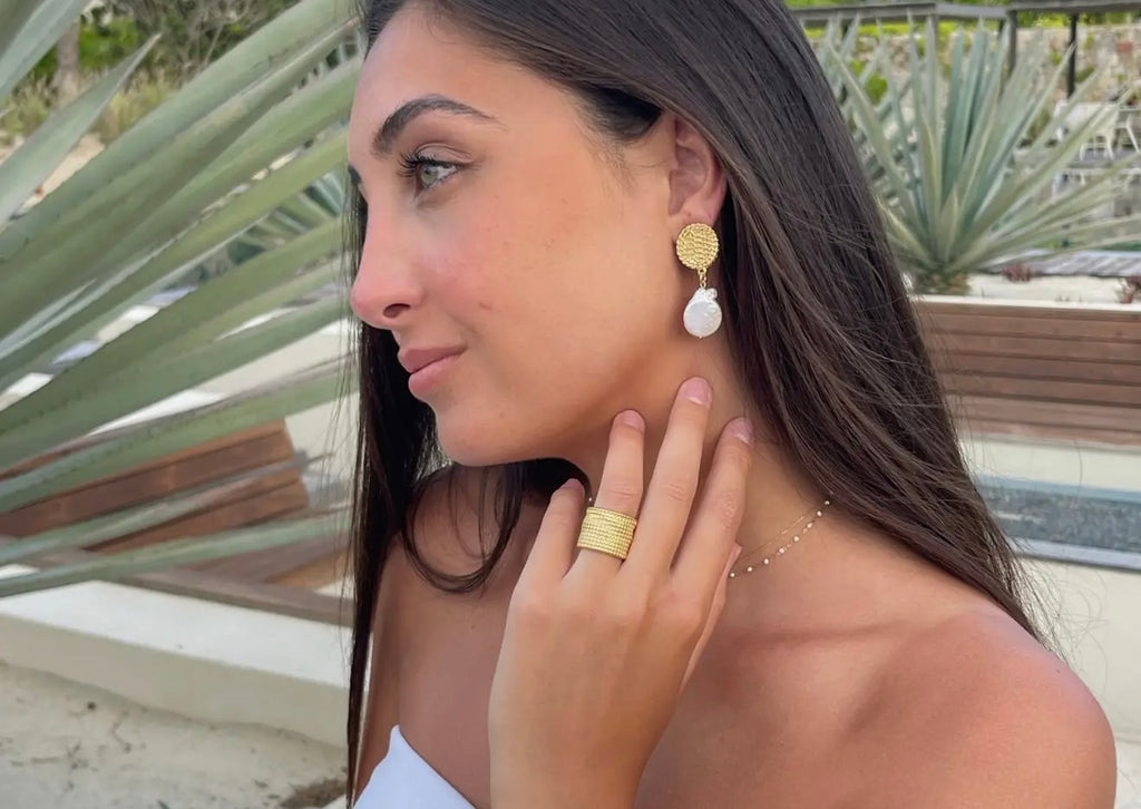Gold matte brush ring