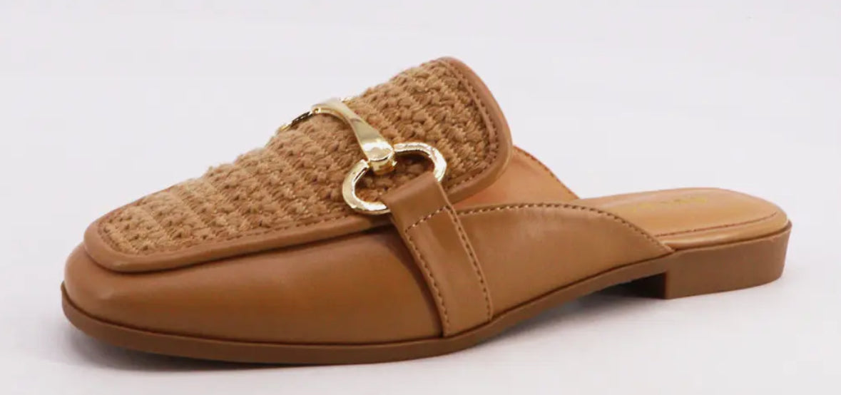 Tan Woven Mules