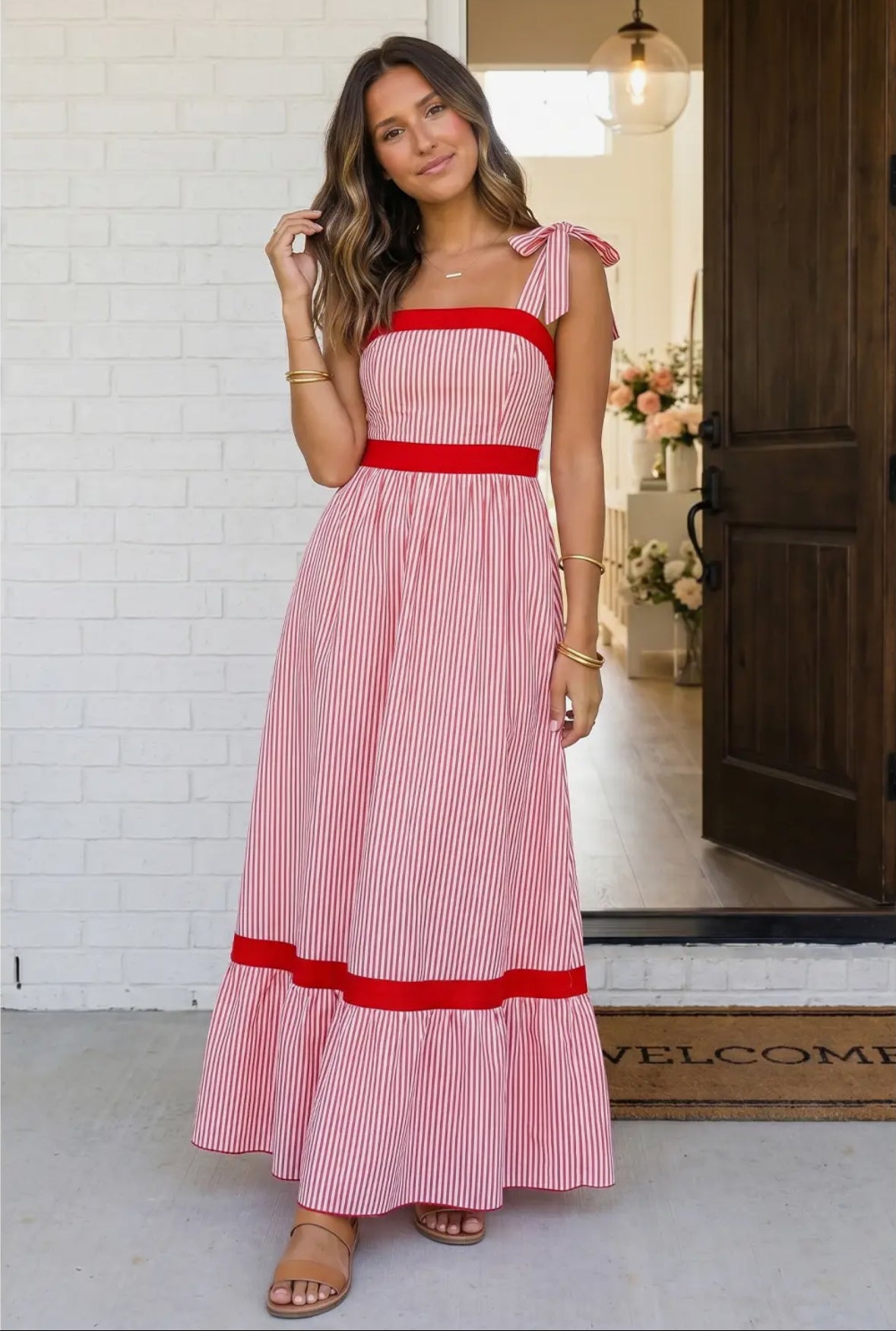 Red/White Striped Maxi