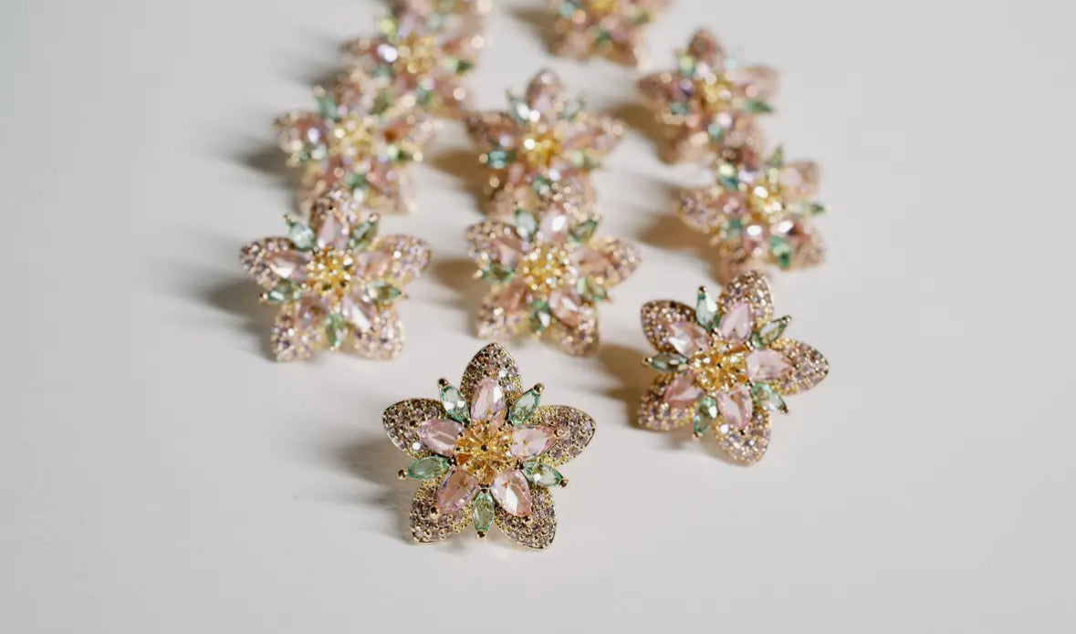 Lotus Bloom Crystal Statement Studs