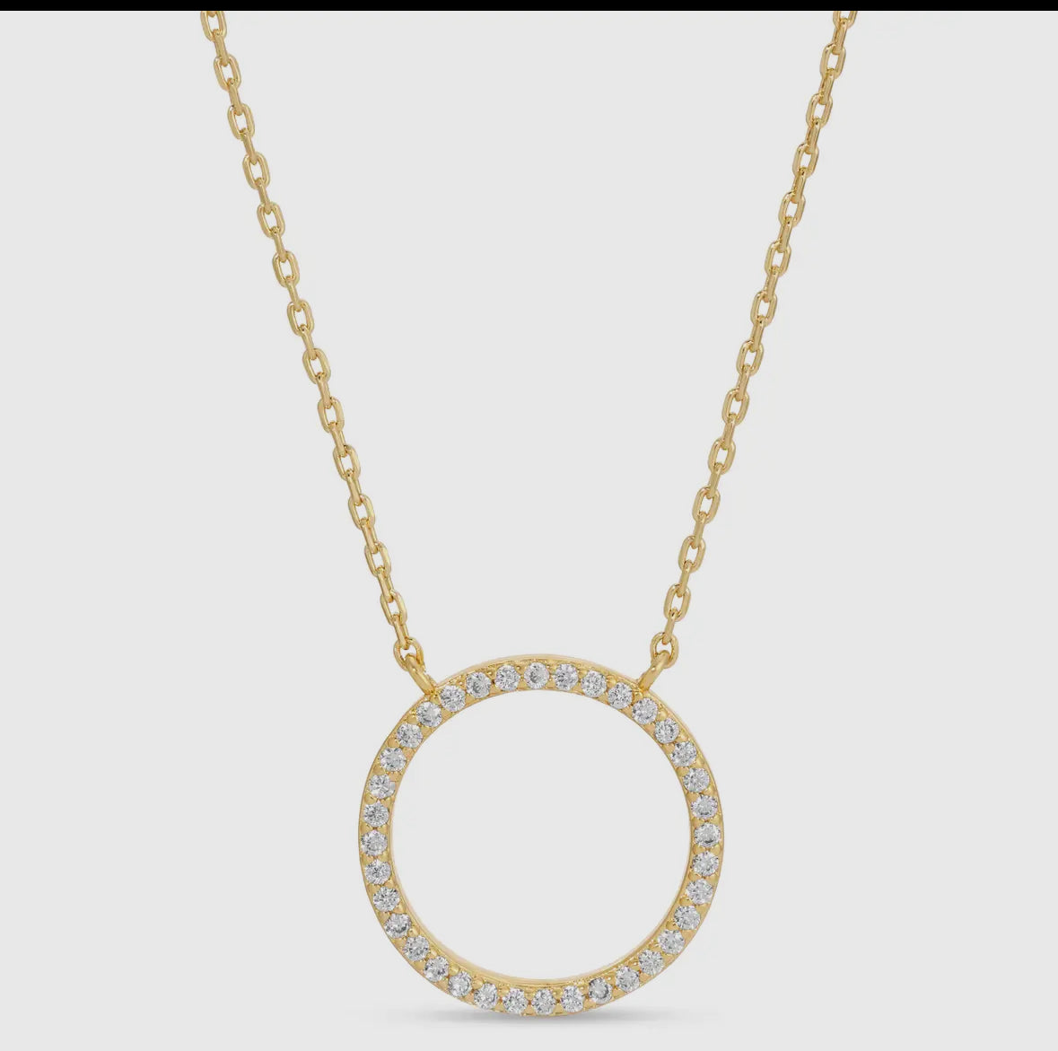 Gold Open Pave Circle Necklace