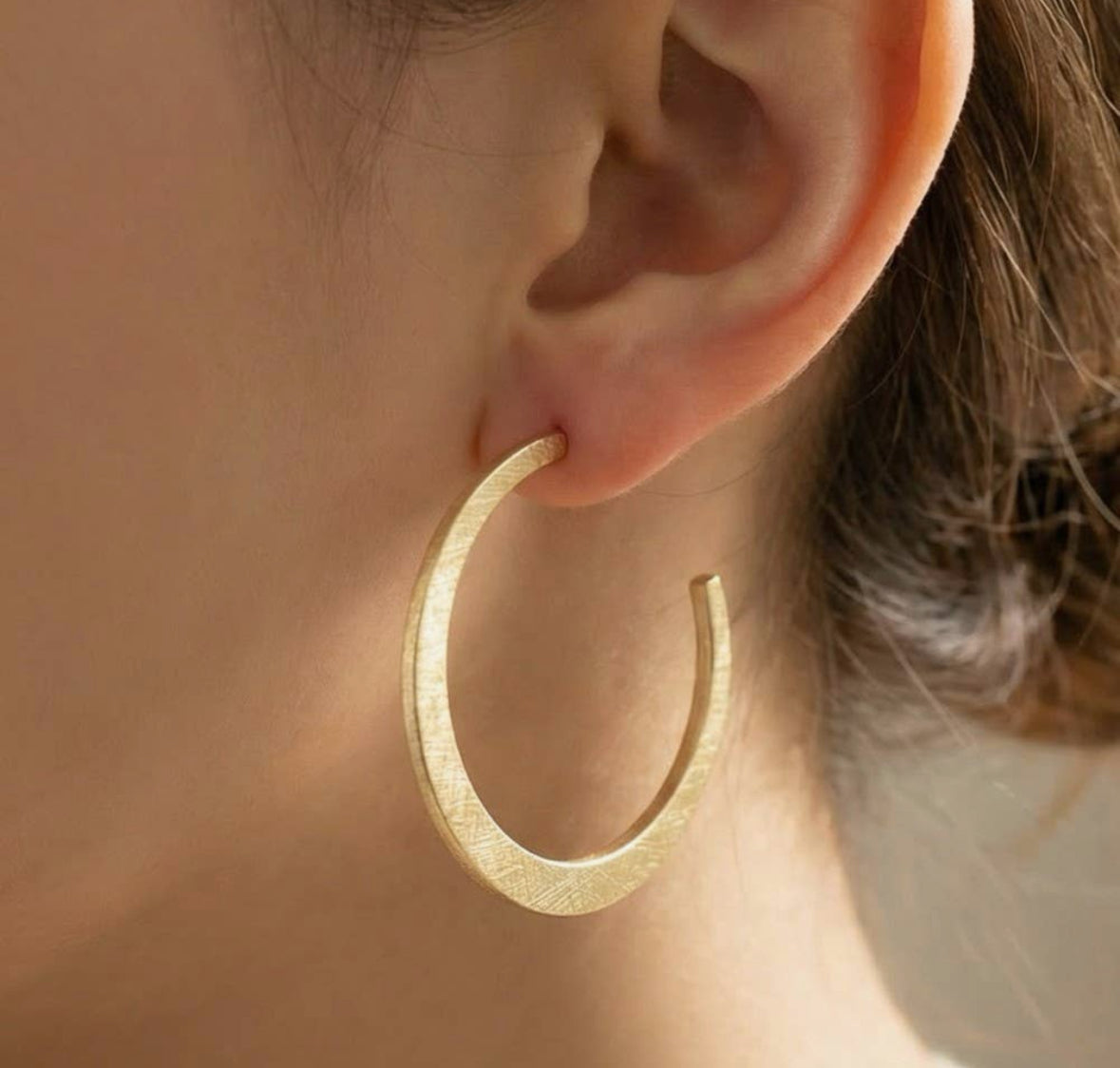 Brush Textured Gold Hoops