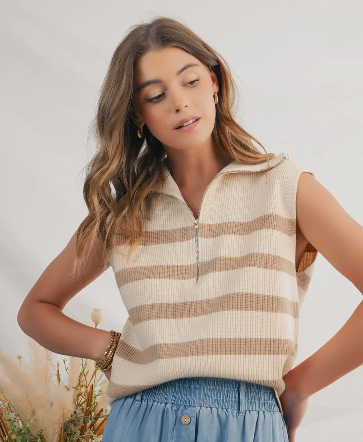 Cream and tan sweater