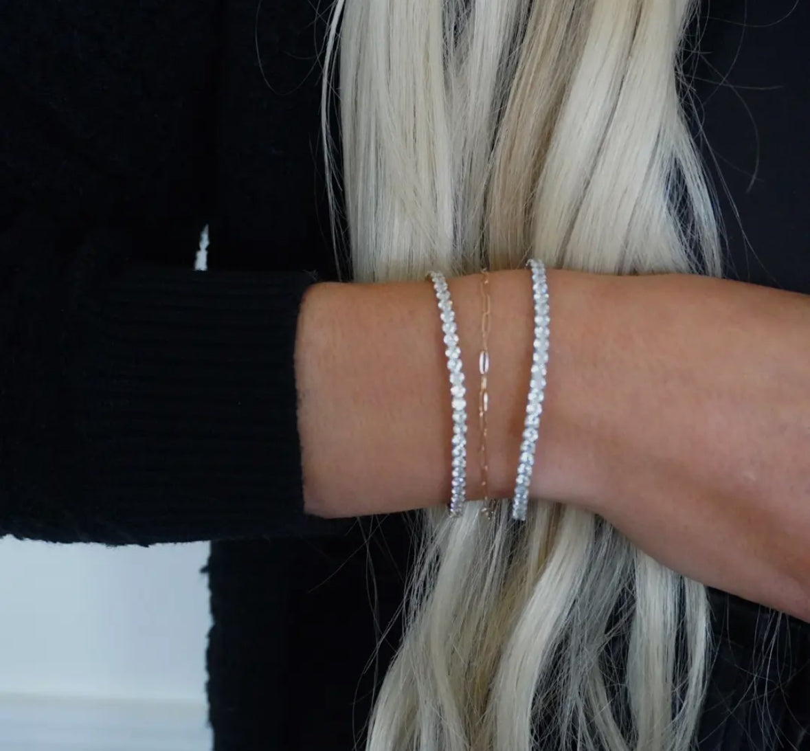 Gold stretchy diamond tennis bracelets