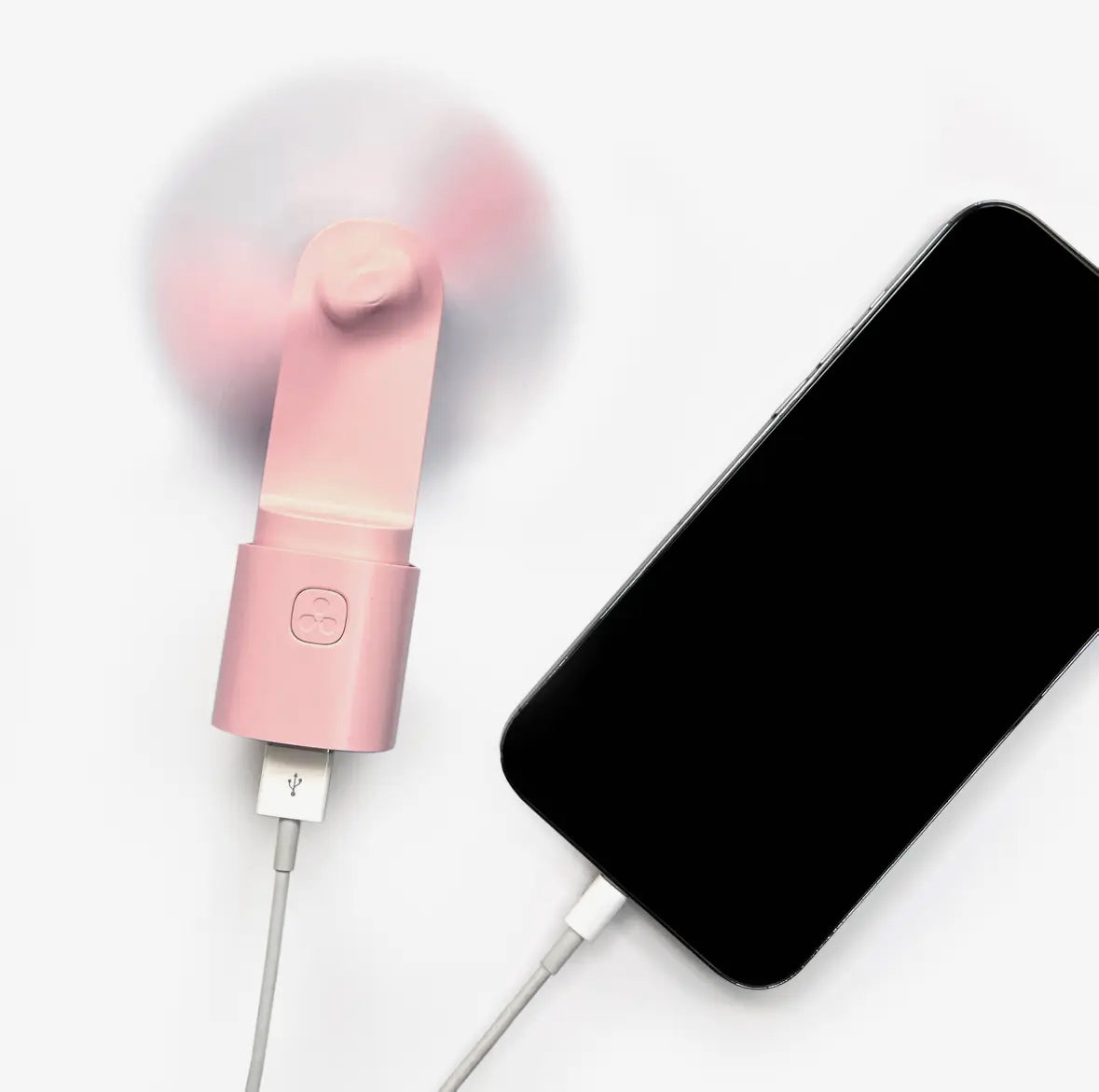 Pink Portable Fan + Power Bank