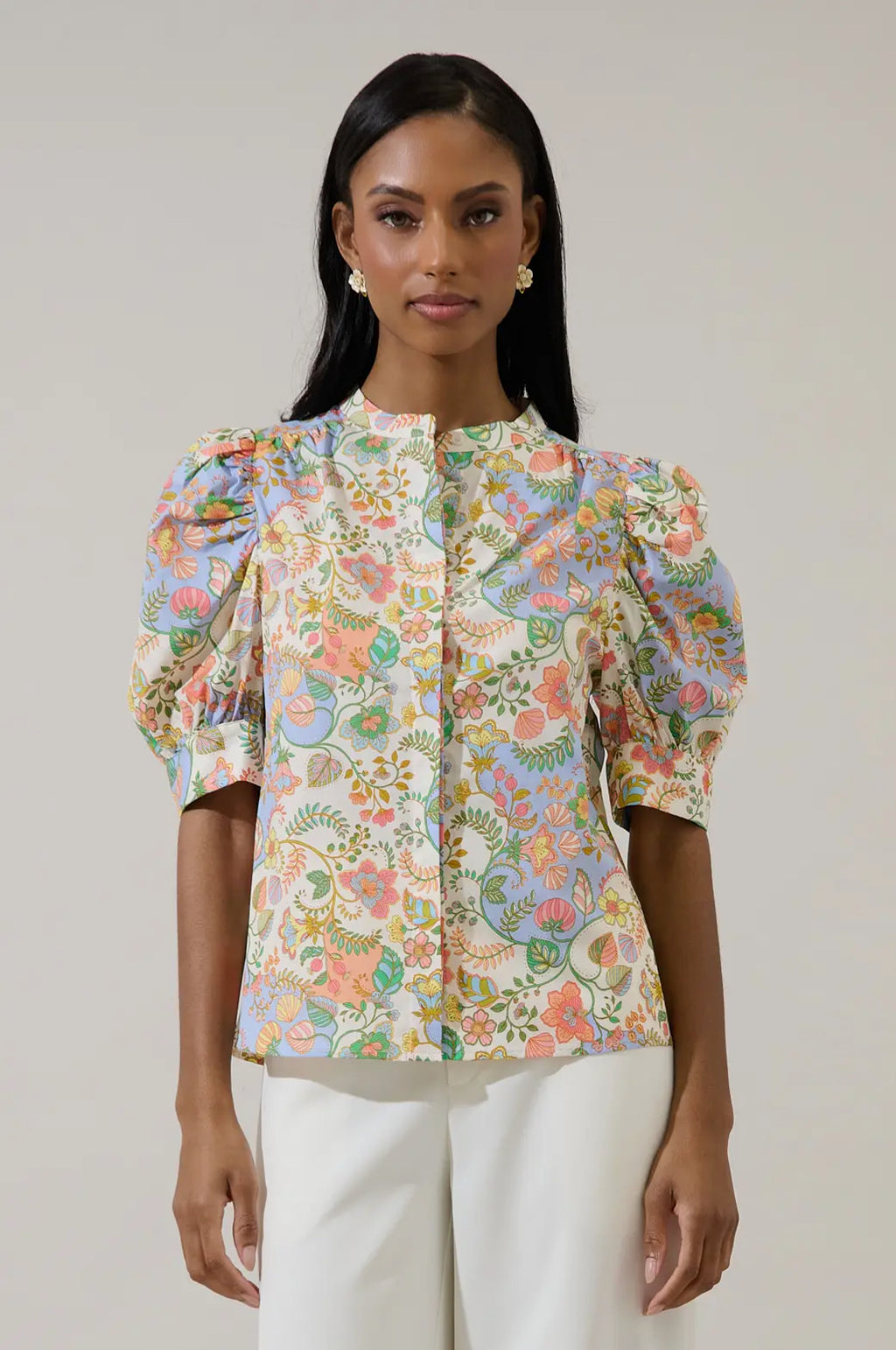 Floral Klina Drape Sleeve Top
