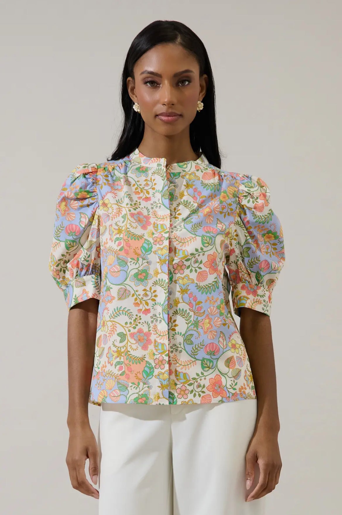 Floral Klina Drape Sleeve Top