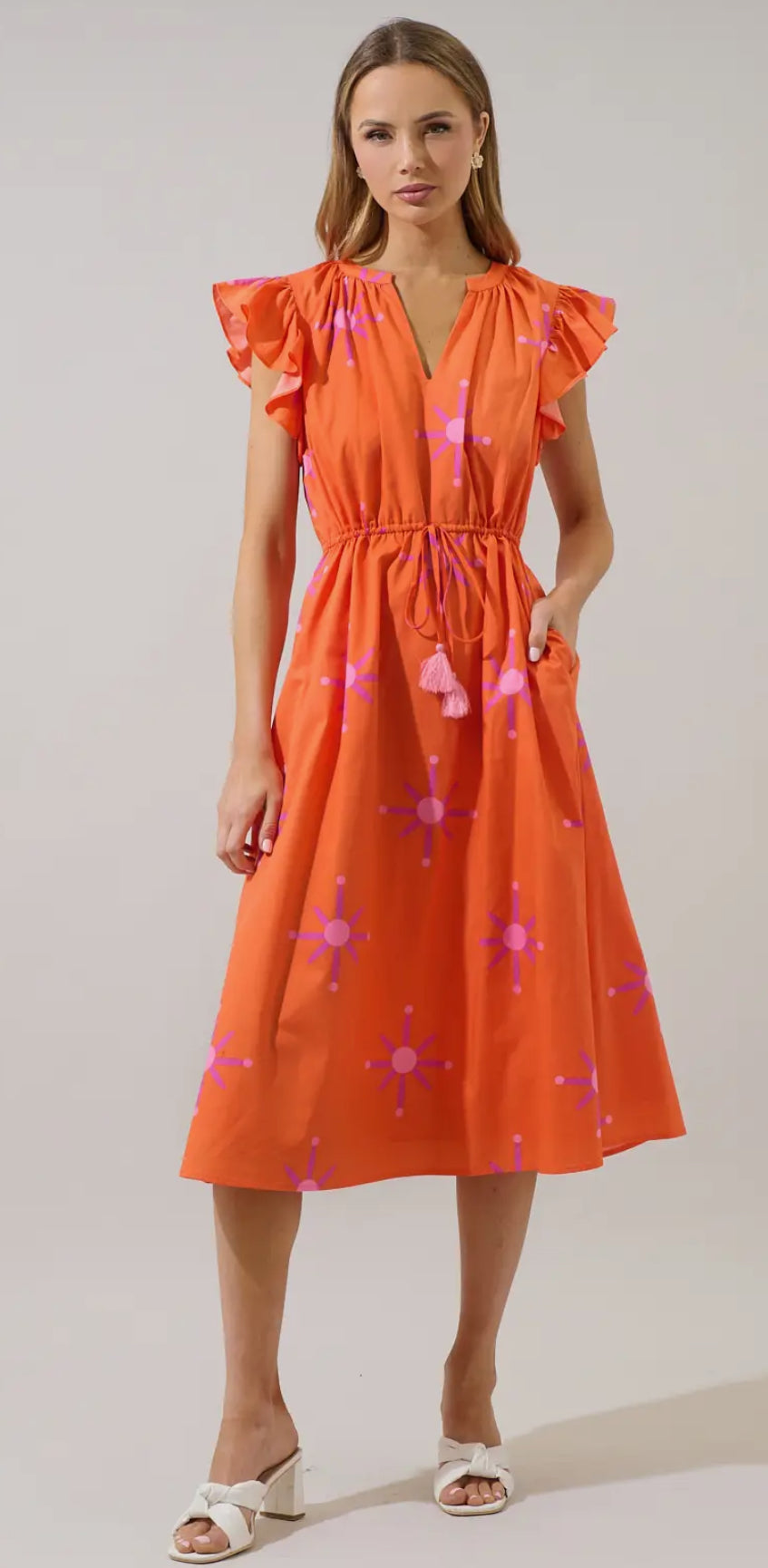 Orange/Pink Printed Dress